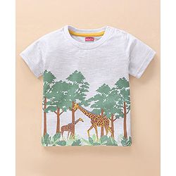 Babyhug Half Sleeves Giraffe Print T-Shirt - Grey