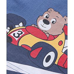 Babyhug Half Sleeves T-Shirt Racing Bear Print - Blue