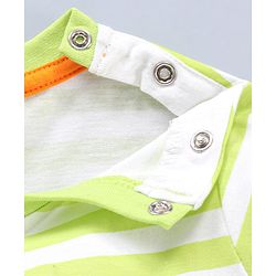 Babyhug Cotton Half Sleeves Striped T-Shirt Car Applique - Light Green