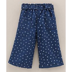 Babyhug Culottes With Fabric Belt Stars Print - Dark Blue