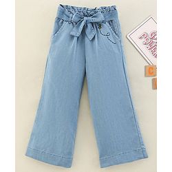 Babyhug Cotton Ankle Length Washed Denim Capris - Blue