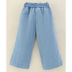Babyhug Cotton Ankle Length Washed Denim Capris - Blue