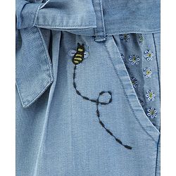 Babyhug Cotton Ankle Length Washed Denim Capris - Blue