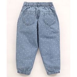 Babyhug Denim Full Length Jeans Polka Dot Print - Blue