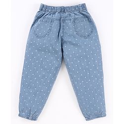 Babyhug Denim Full Length Jeans Polka Dot Print - Blue