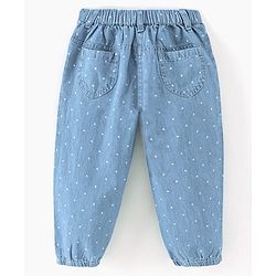 Babyhug Denim Full Length Jeans Polka Dot Print - Blue