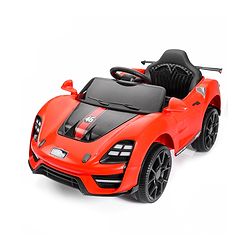 Babyhug Battery Operated Ride On Car with Music & Lights - Red| Forward & Reverse Drive| Wide Comfortable Seat| Rechargeable Battery| Remote Control| Pre-loaded Music with USB & AUX| Easy to Assemble| Wide Comfortable Seat| Easy to Operate