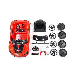 Babyhug Battery Operated Ride On Car with Music & Lights - Red| Forward & Reverse Drive| Wide Comfortable Seat| Rechargeable Battery| Remote Control| Pre-loaded Music with USB & AUX| Easy to Assemble| Wide Comfortable Seat| Easy to Operate