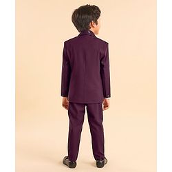 Babyhug Full Sleeves Solid Party Suit With Blazer- Maroon