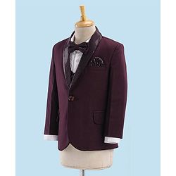 Babyhug Full Sleeves Solid Party Suit With Blazer- Maroon