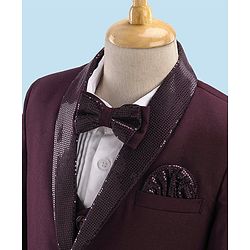 Babyhug Full Sleeves Solid Party Suit With Blazer- Maroon