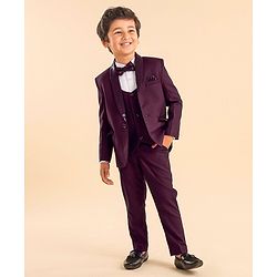 Babyhug Full Sleeves Solid Party Suit With Blazer- Maroon