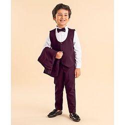 Babyhug Full Sleeves Solid Party Suit With Blazer- Maroon