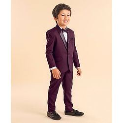 Babyhug Full Sleeves Solid Party Suit With Blazer- Maroon