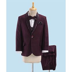 Babyhug Full Sleeves Solid Party Suit With Blazer- Maroon