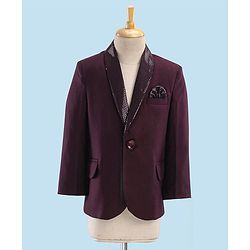 Babyhug Full Sleeves Solid Party Suit With Blazer- Maroon