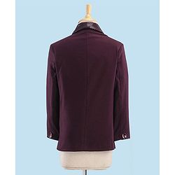 Babyhug Full Sleeves Solid Party Suit With Blazer- Maroon