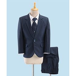 Babyhug Full Sleeves Party Suit With Blazer Solid- Teal Blue