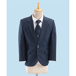 Babyhug Full Sleeves Party Suit With Blazer Solid- Teal Blue