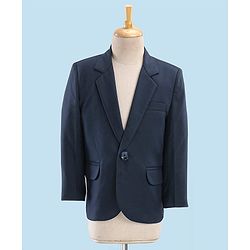 Babyhug Full Sleeves Party Suit With Blazer Solid- Teal Blue