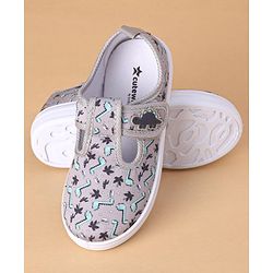 Cute Walk by Babyhug Casual Shoes with Velcro Closure Dino Print - Grey