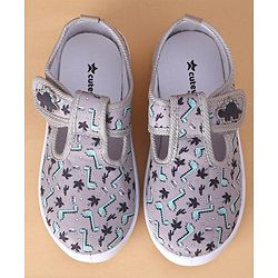 Cute Walk by Babyhug Casual Shoes with Velcro Closure Dino Print - Grey