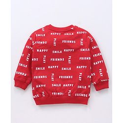 Babyhug Full Sleeves Winter Wear T-Shirt Text Print - Red