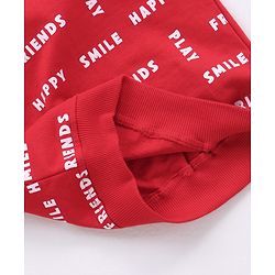 Babyhug Full Sleeves Winter Wear T-Shirt Text Print - Red