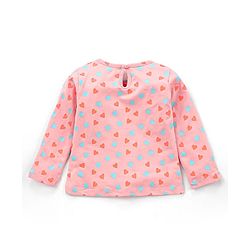Babyhug Cotton Jersey Knit Full Sleeves Striped T-Shirts Heart & Unicorn Print Pack of 3 - Pink Peach Navy White