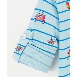Babyhug Knitted Full Sleeves Printed Shirt - Blue