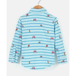 Babyhug Knitted Full Sleeves Printed Shirt - Blue