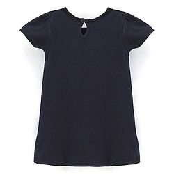 Babyhug 100% Cotton Knit Half Sleeves Solid Color Frock With Bow Applique And Floral Print Pack Of 2 - Navy Blue & Pink