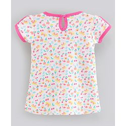 Babyhug 100% Cotton Short Sleeves Frock Floral Print - White