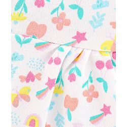 Babyhug 100% Cotton Short Sleeves Frock Floral Print - White