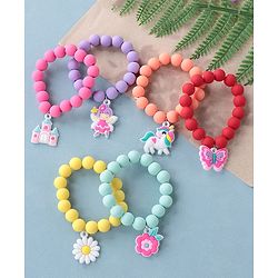 Babyhug Free Size Bracelets Floral Design Pack of 6- Multicolor