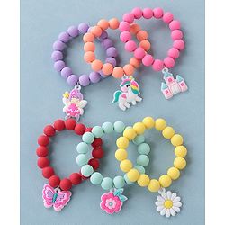 Babyhug Free Size Bracelets Floral Design Pack of 6- Multicolor