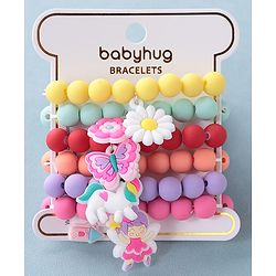Babyhug Free Size Bracelets Floral Design Pack of 6- Multicolor