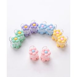 Babyhug Free Size Flower Shaped Clips Pack of 10 - Green & Blue