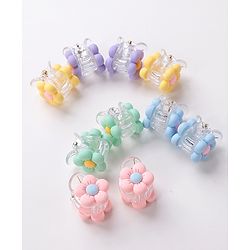 Babyhug Free Size Flower Shaped Clips Pack of 10 - Green & Blue