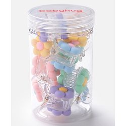 Babyhug Free Size Flower Shaped Clips Pack of 10 - Green & Blue