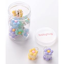 Babyhug Free Size Flower Shaped Clips Pack of 10 - Green & Blue
