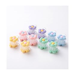 Babyhug Free Size Flower Shaped Clips Pack of 10 - Green & Blue