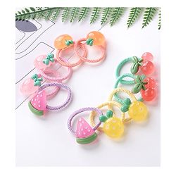 Babyhug Rubber Bands & Scrunchies Sets Pack of 10 - Green & Yellow