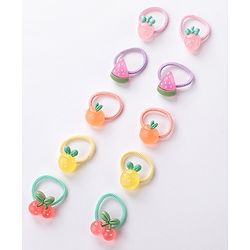 Babyhug Rubber Bands & Scrunchies Sets Pack of 10 - Green & Yellow