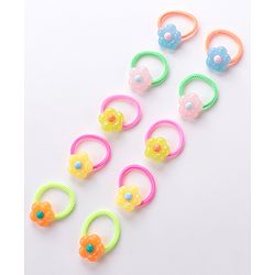Babyhug Rubber Bands & Scrunchies Sets Pack of 10 - Pink & Orange
