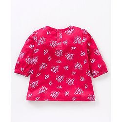 Babyhug Three Fourth Peasent Sleeves With Floral Print - Dark Pink