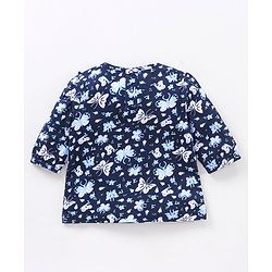 Babyhug Three Fourth Peasent Sleeves T-Shirt  With Butterfly Print - Navy Blue