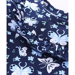 Babyhug Three Fourth Peasent Sleeves T-Shirt  With Butterfly Print - Navy Blue