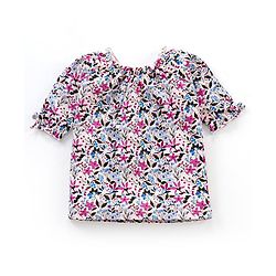 Babyhug Three Fourth Sleeves Top with Frill Detailing & Floral Print - Light Peach