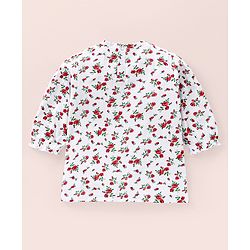 Babyhug Three Fourth Sleeves Top with Smocking and Frill Detailing & Floral Print - White